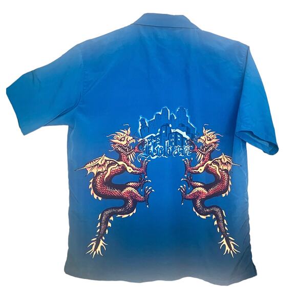 Y2K‎ KAD Clothing Twin Dragons Print Button Down Short Sleeve Shirt, Size XL - Picture 9 of 9